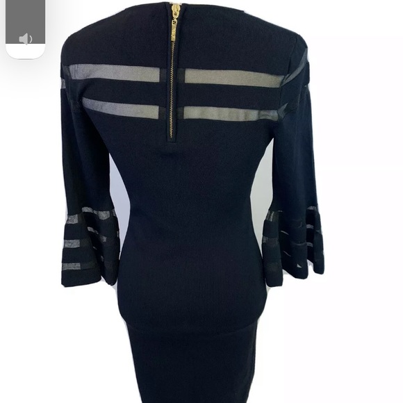 ELIZA J Bell Sleeve W/Mesh inserts Black PM Dress - Picture 2 of 8